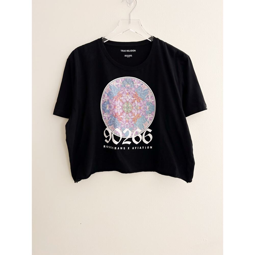 True Religion 90266 Rosecrans x Aviation Cropped Graphic Tee